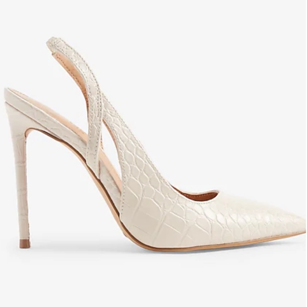 Express Croc-Embossed Cutout Slingback Pumps